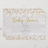 ライトグレーと金ゴールド散布ベビーシャワー招待状 招待状 (正面/裏面)