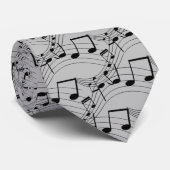 ライトグレーに音符 ネクタイ (ロール)