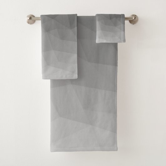 ライトグレーのグラデーションジオメトリメッシュパターン バスタオルセット (インサイチュ)