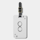 ライトグレーのシルバーインフィニティシンボル ラゲッジタグ (正面縦)