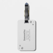 ライトグレーのシルバーインフィニティシンボル ラゲッジタグ (裏面縦)