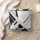 ライトグレーのジオメトリ形状の白黒 クッション (ブランケット)