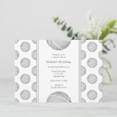 ライトグレーのバスケットのパターンのスポーツパーティー 招待状 (スタンド正面)