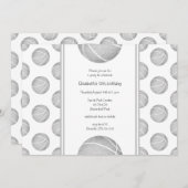 ライトグレーのバスケットのパターンのスポーツパーティー 招待状 (正面/裏面)