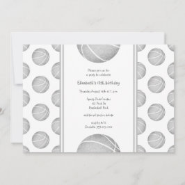 ライトグレーのバスケットのパターンのスポーツパーティー 招待状