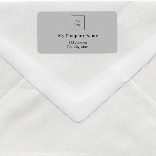 ライトグレーのビジネスロゴ差出人住所 ラベル