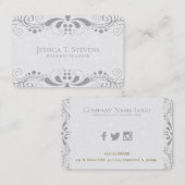 ライトグレーのフローラレー渦巻形のス 名刺 (正面/裏面)