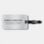 ライトグレーのメタリックテクスチャ ラゲッジタグ (裏面横)