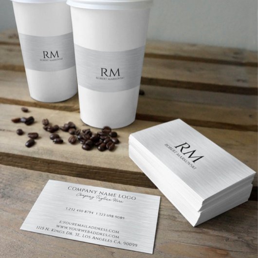 ライトグレーのメタリックテクスチャ 名刺