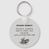 ライトグレーの会社ビジネスにおける両面ロゴと名前 キーホルダー (裏面)