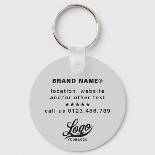 ライトグレーの会社ビジネスにおける両面ロゴと名前 キーホルダー (裏面)