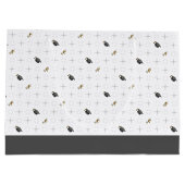 ライトグレーの卒業キャップとディプロマパターン ラージペーパーバッグ (裏面)