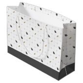 ライトグレーの卒業キャップとディプロマパターン ラージペーパーバッグ (裏面アングル)