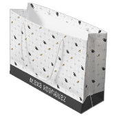 ライトグレーの卒業キャップとディプロマパターン ラージペーパーバッグ (正面アングル)