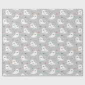 ライトグレーの可愛いシール ラッピングペーパー (フラット)