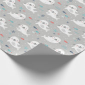 ライトグレーの可愛いシール ラッピングペーパー (角)