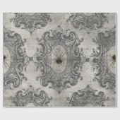 ライトグレーの大きい枠スパイダー ラッピングペーパー (フラット)