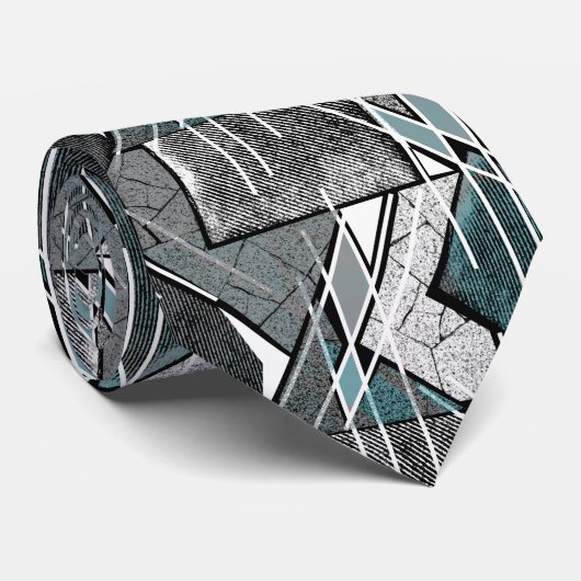 ライトグレーの幾何学的プリント ネクタイ (ロール)