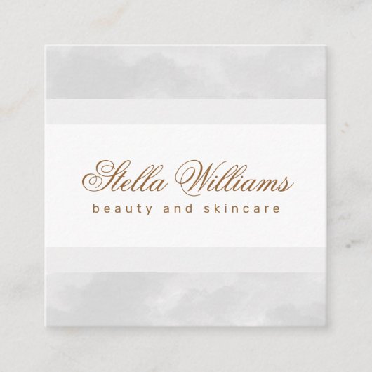 ライトグレーの水カラースパブティック書道 スクエア名刺 (正面)