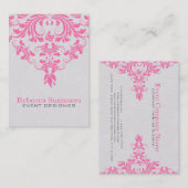 ライトグレーの背景とピンクのフローラレース 名刺 (正面/裏面)