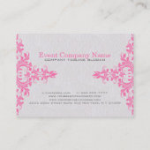 ライトグレーの背景とピンクのフローラレース 名刺 (裏面)
