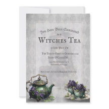 ライトグレーの魔女のお茶の魅惑的なブレンドの招待状