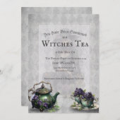 ライトグレーの魔女のお茶の魅惑的なブレンドの招待状 招待状 (正面/裏面)