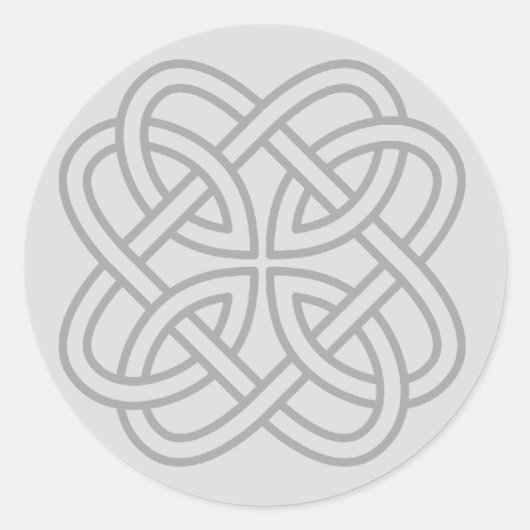 ライトグレーアイリッシュケルト系ラブノット封筒用シール ラウンドシール (正面)