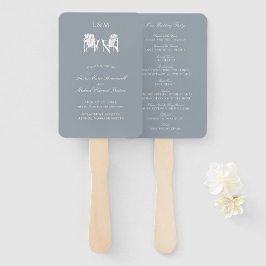 ライトグレーアディロンドック結婚チェア ハンドファン (正面&裏面)