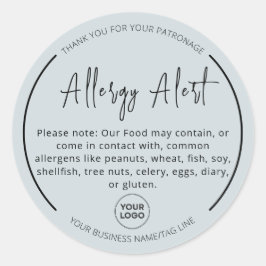 ライトグレーアレルギー食警告品の丸シール ラウンドシール