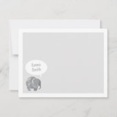 ライトグレーエレファントキッズパーソナル文房具 招待状 (正面)