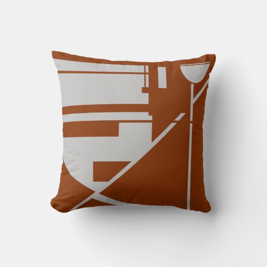 ライトグレーオンブリックラストジオメトリック抽象芸術 クッション (正面)