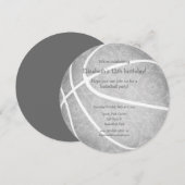 ライトグレーガーリーバスケットボールスポーツ誕生日 案内状 (正面/裏面)