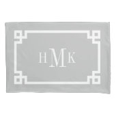 ライトグレーギリシャ語鍵モノグラム標準ピローケース 枕カバー (正面左)