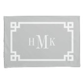 ライトグレーギリシャ語鍵モノグラム標準ピローケース 枕カバー (正面右)