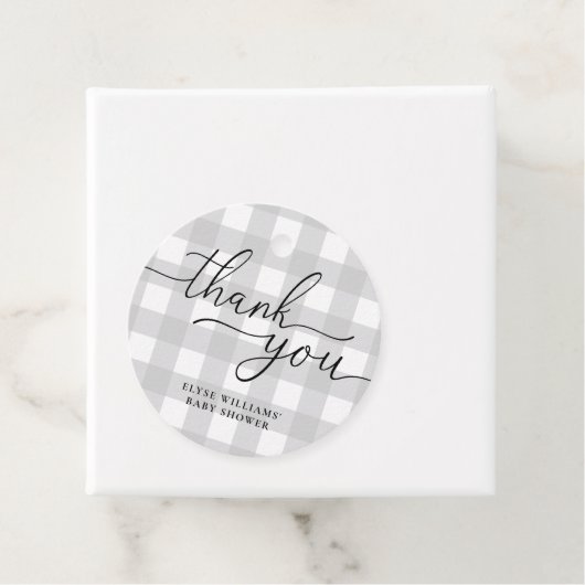 ライトグレーギンガムサンキューバイオンラウンドラベル フェイバータグ (インサイチュ)