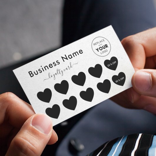 ライトグレークラフト紙ハートあなたのロゴを追加美しい ロイヤリティカード