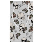 ライトグレーゴシックスカルとバラハロウィーン スモールペーパーバッグ (正面)
