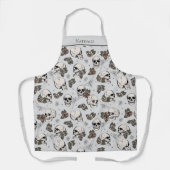 ライトグレーゴシックスカルとバラ名前をカスタムする エプロン (正面)