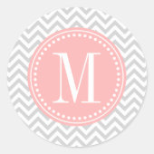 ライトグレーシボロンジグザグモノグラムパーソナライズされた ラウンドシール (正面)