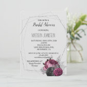 ライトグレーシルバーブルゴーニュフローラブライダルシャワー 招待状 (スタンド正面)