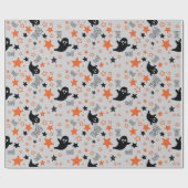 ライトグレーシームレスラッピング紙:幽霊、星 ラッピングペーパー (フラット)