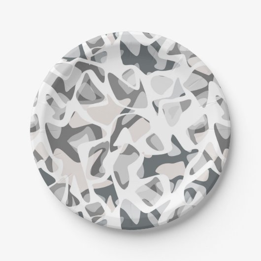 ライトグレースポット抽象芸術斑点パターン ペーパープレート (正面)