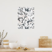 ライトグレースポット抽象芸術斑点パターン ポスター (キッチン)