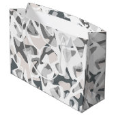 ライトグレースポット抽象芸術斑点パターン ラージペーパーバッグ (裏面アングル)