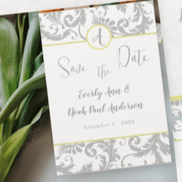 ライトグレーダマスクライトイエロー結婚式招待状 招待状