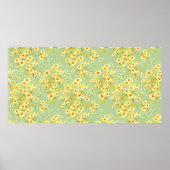 ライトグレード上のデイジー花の水色写真 ポスター (正面)