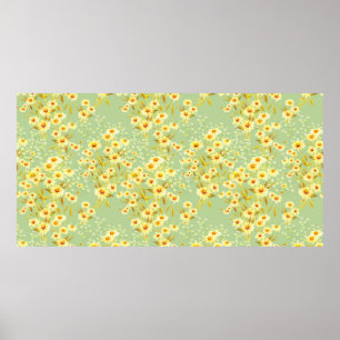 ライトグレード上のデイジー花の水色写真 ポスター