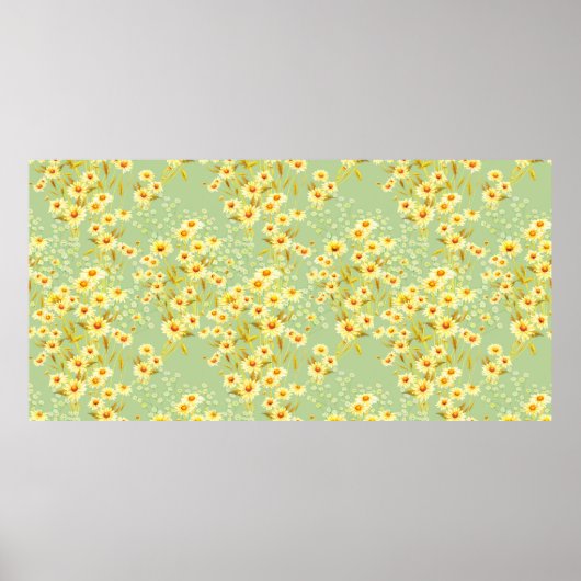 ライトグレード上のデイジー花の水色写真 ポスター (正面)