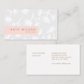 ライトグレーピーチ花柄デザイナー 名刺 (正面/裏面)